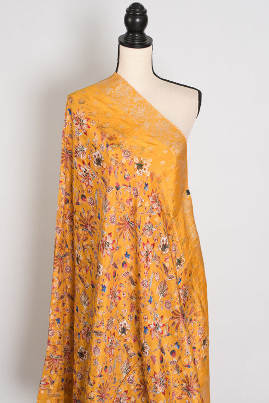 Bani : Yellow Dola Silk Printed Banarasi Dupatta image 0