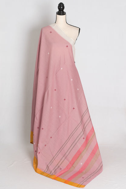 Dusty Pink Dhaniakhali saree — front view