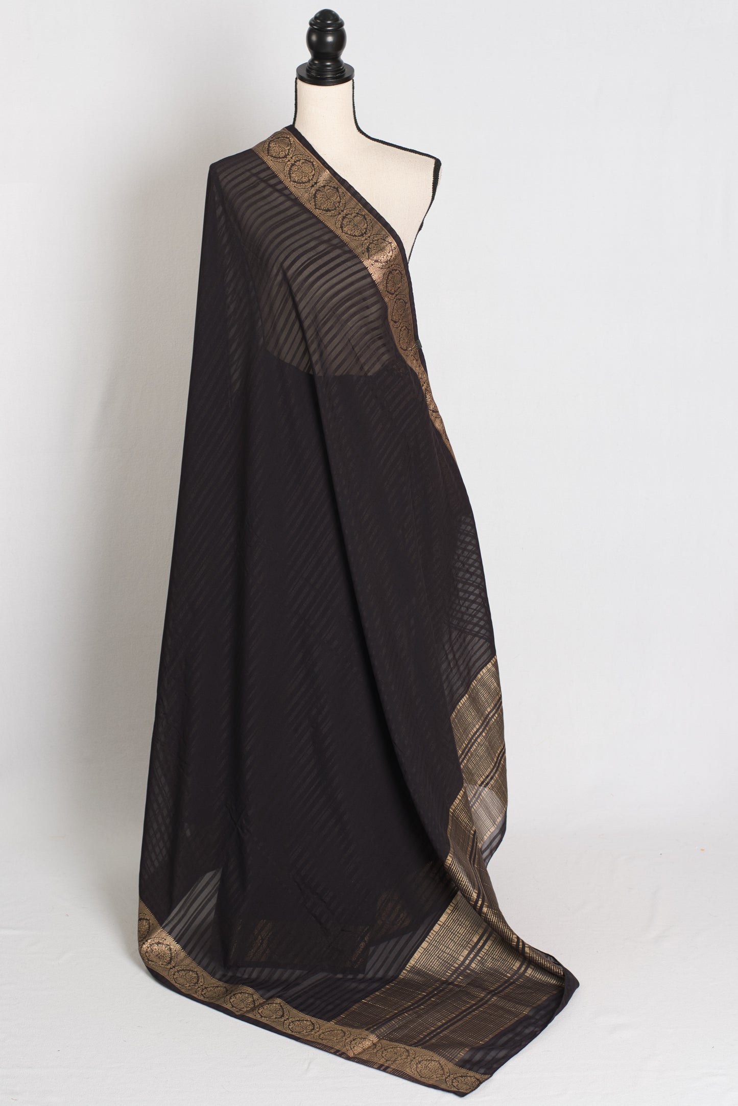 Fiza : Semi Crepe Black and Gold Banarasi Saree image 1