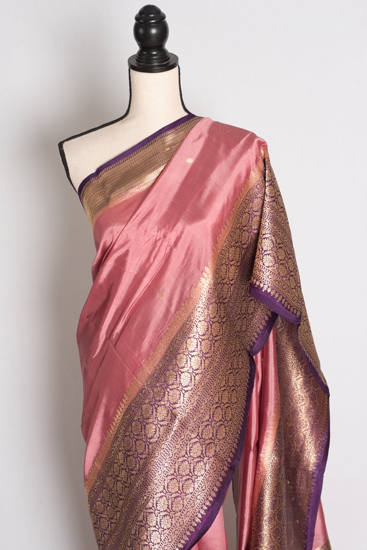 Ritaja: Pastel Purple Banarasi Silk Saree with Contrast Purple Wide Border image 6