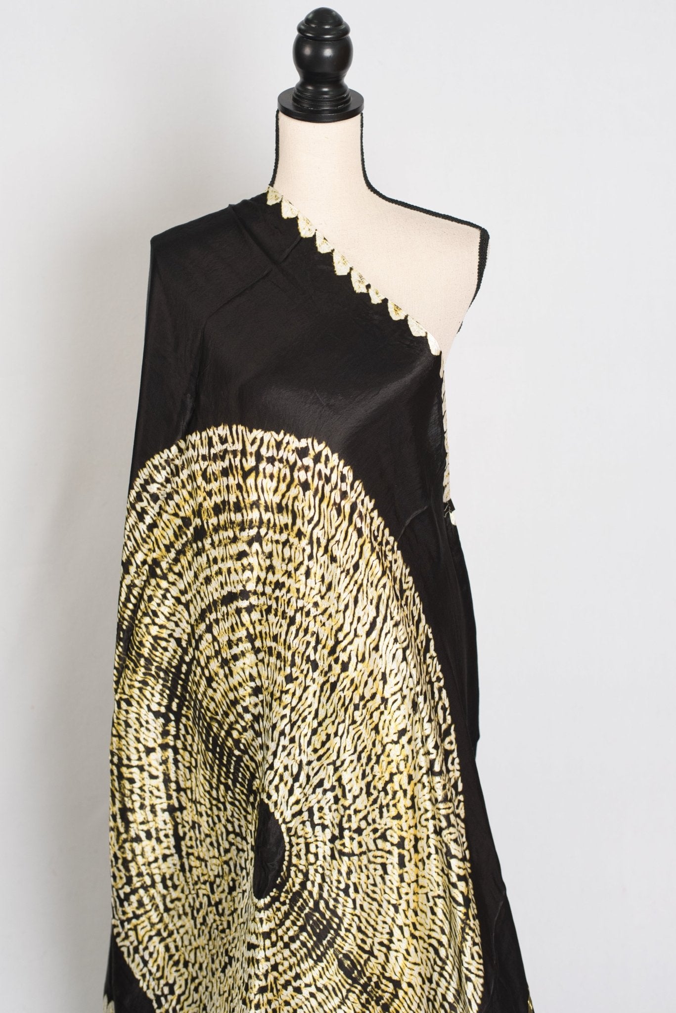 Farah : Modal Silk Bandhani Partywear Saree in Black and Gold - Saree Mandi