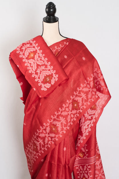 Rai: Bengal Tussar Silk Saree | Hand-Inspired Jamdani Weaving | Certified Silk image 2