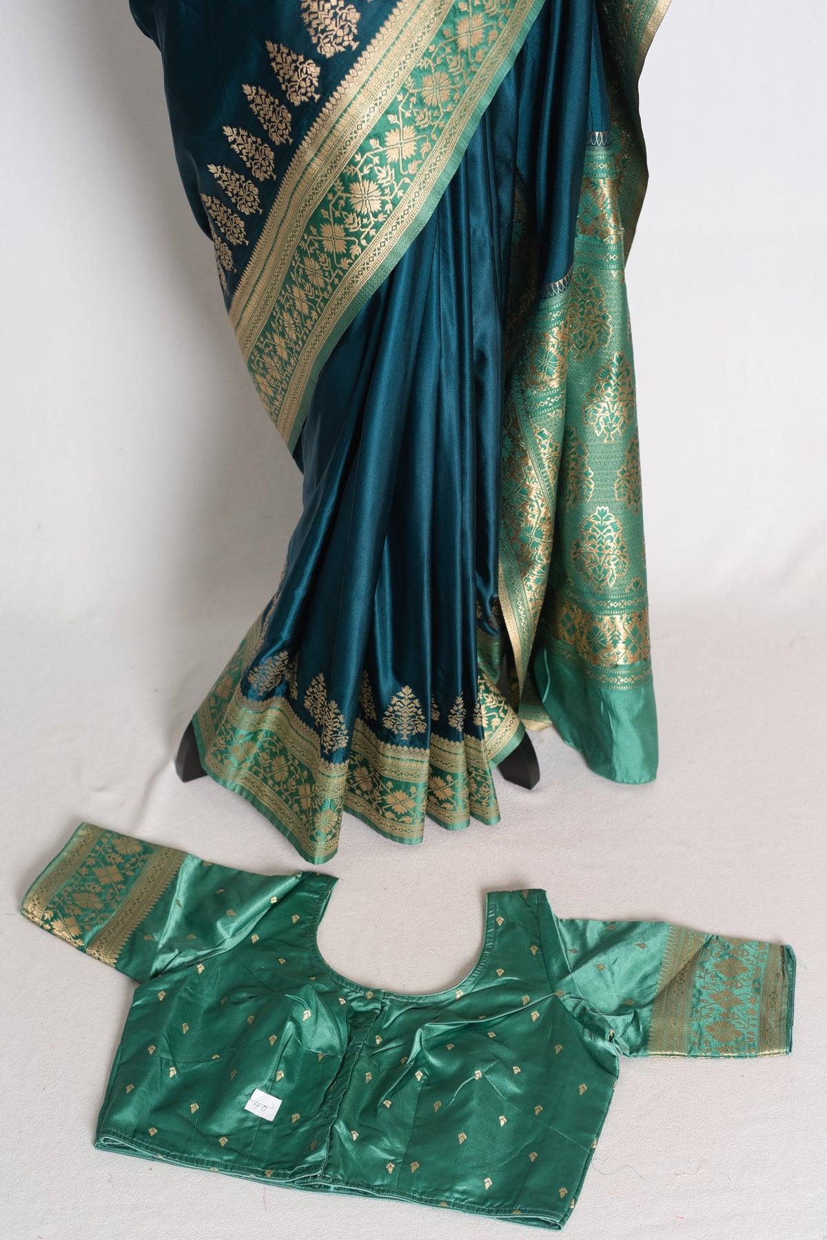 Aarna: Blue Semi Mashru Valkalam Banarasi Silk Saree with 40 Size Blouse image 2