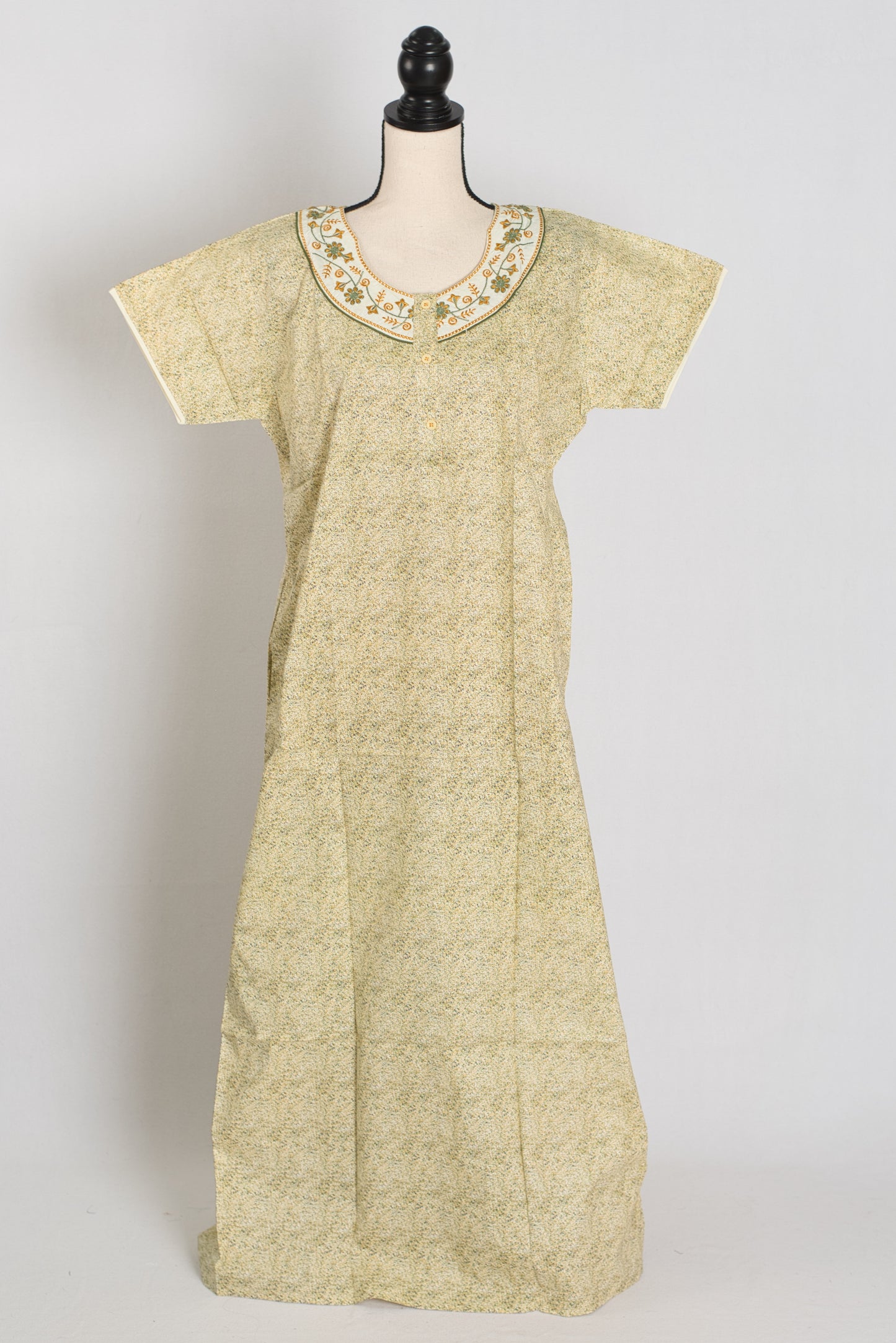 Printed Yellow Cotton Nighty in Regular Size for Women image 1