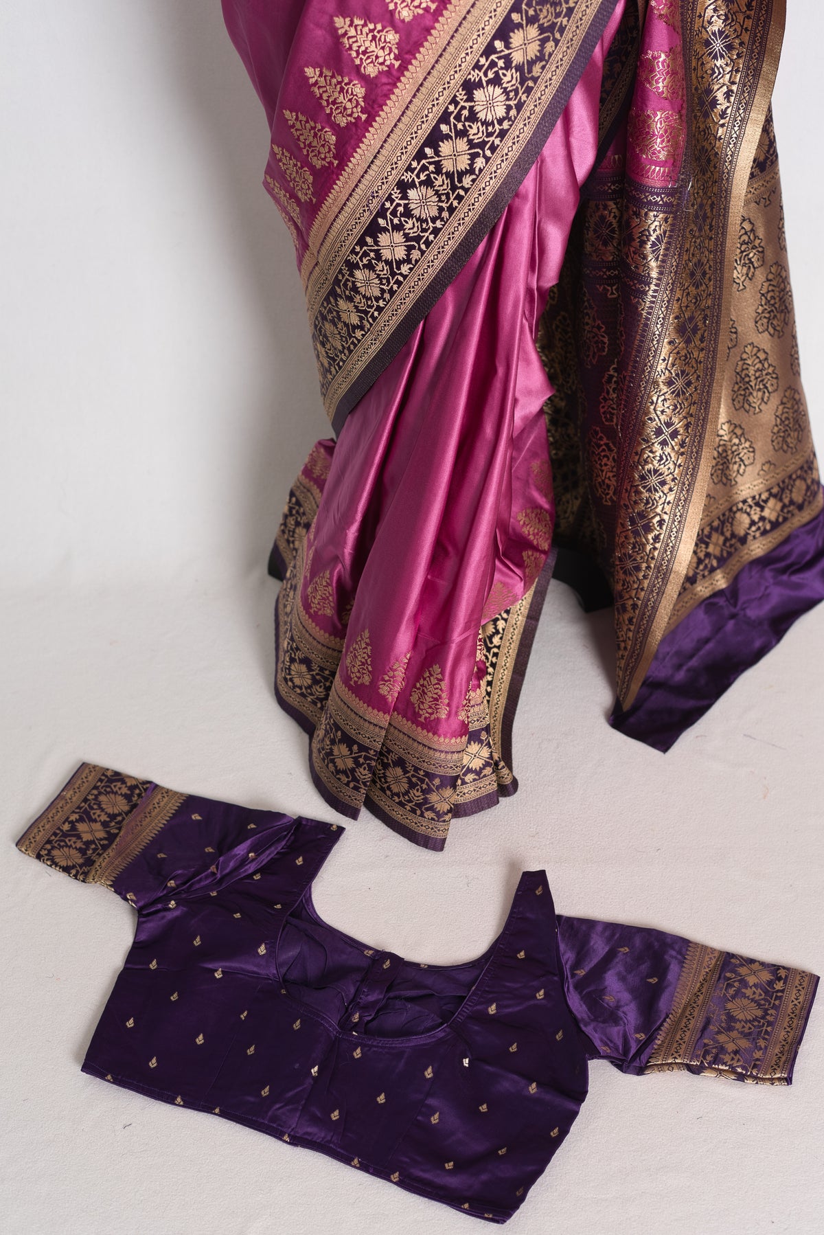 Piyali: Purple Semi Mashru Banarasi Valkalam Saree with 38 Size Stitched Blouse image 2