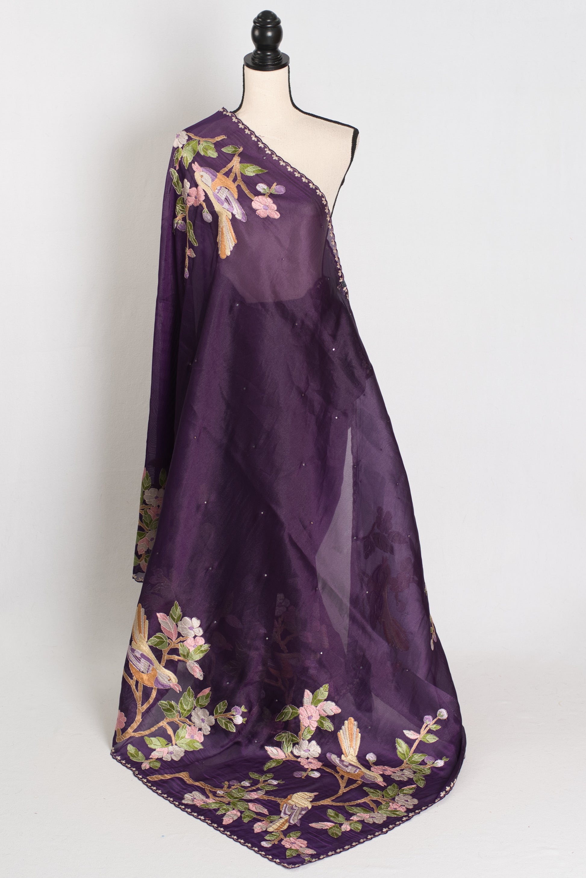 Subha : Embroidery Designer Organza Saree in Purple image 1