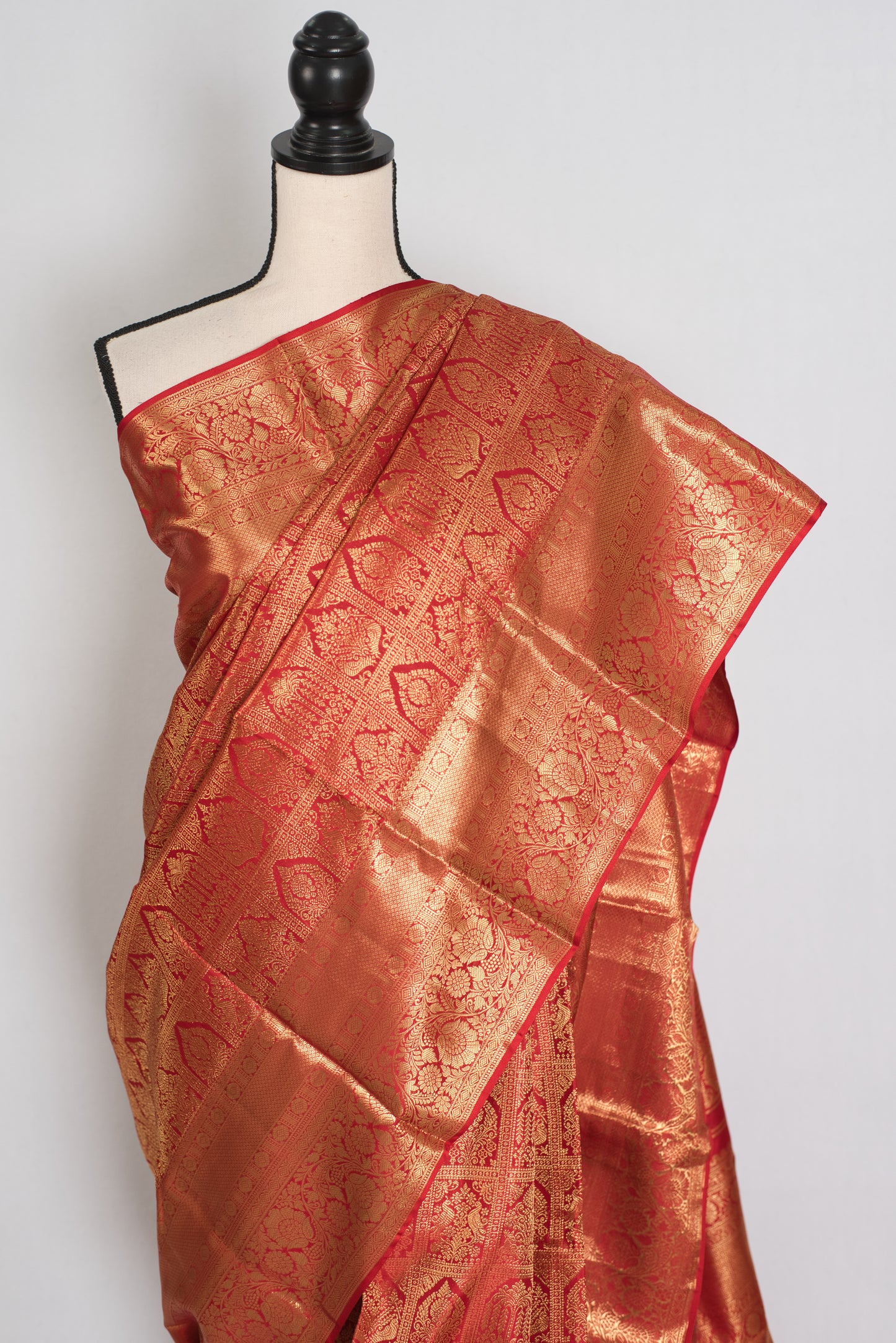 Hema : Red & Gold Bridal Kanjivaram Brocade Silk Saree (Silk Mark Certified) image 6