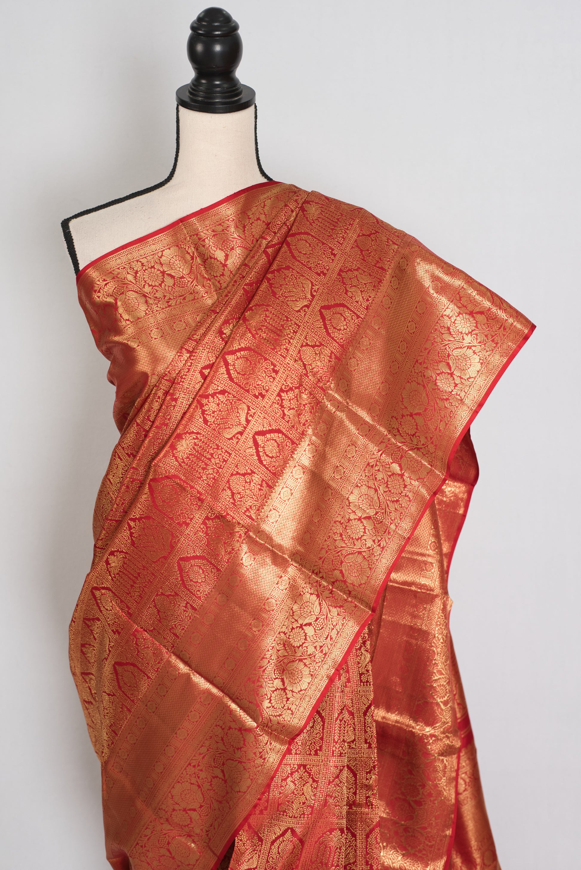 Hema : Red & Gold Bridal Kanjivaram Brocade Silk Saree (Silk Mark Certified) image 6
