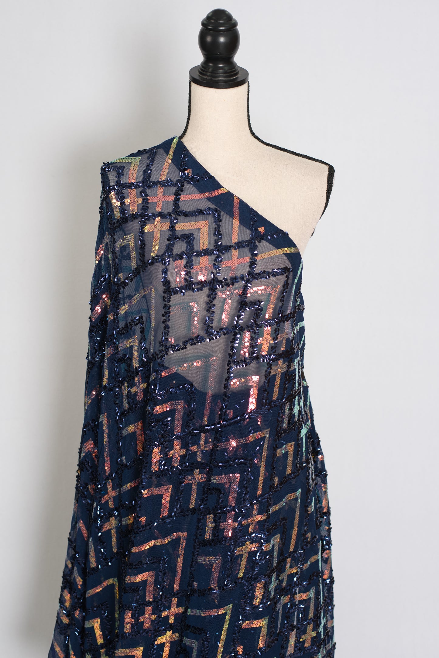 Elli | Navy Blue Soft Net Designer Sequin Saree | Glamorous Cocktail Partywear image 3