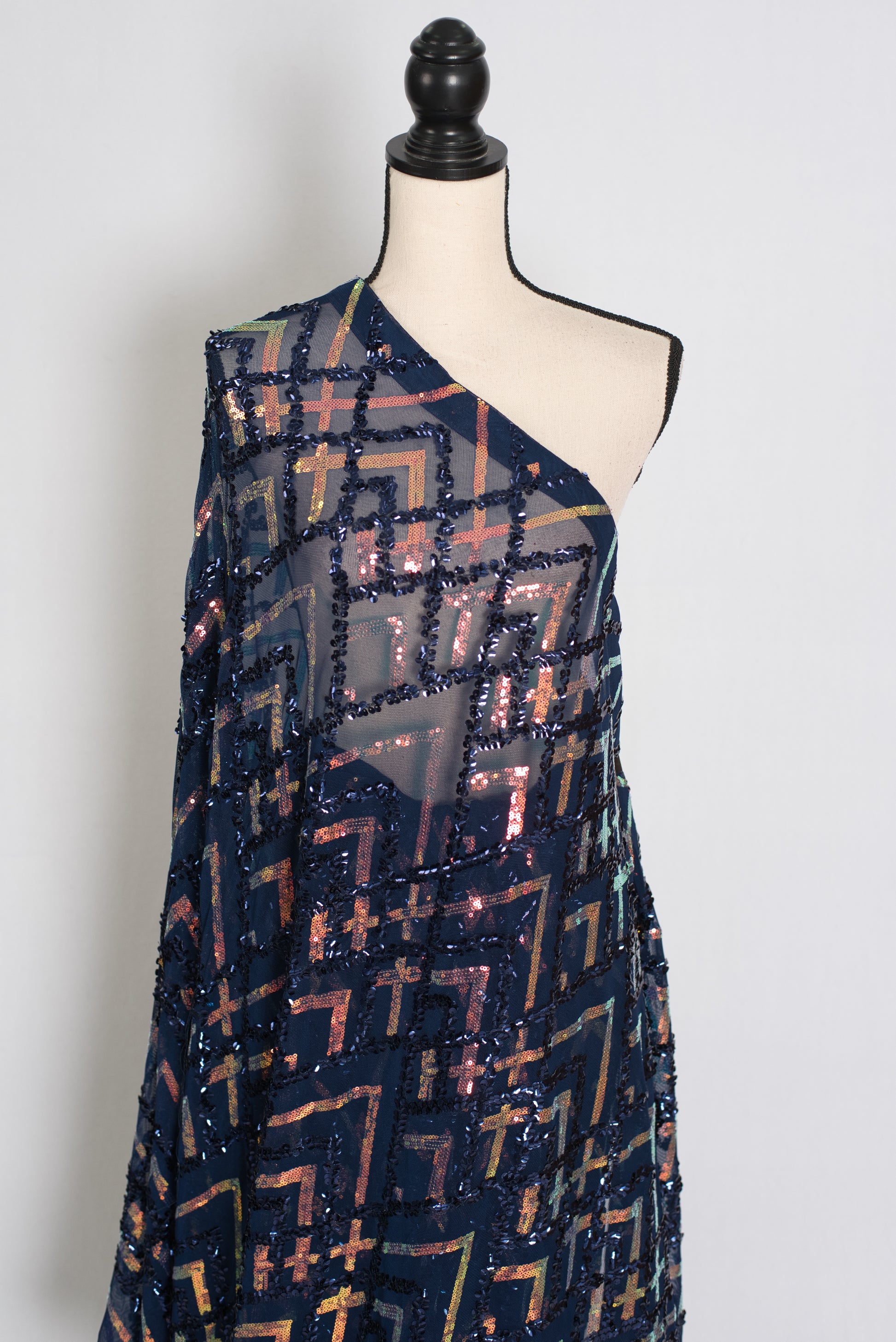 Elli | Navy Blue Soft Net Designer Sequin Saree | Glamorous Cocktail Partywear image 3