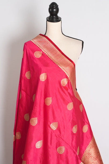 Aalta: Pink and Maroon Banarasi Katan Silk Saree image 4