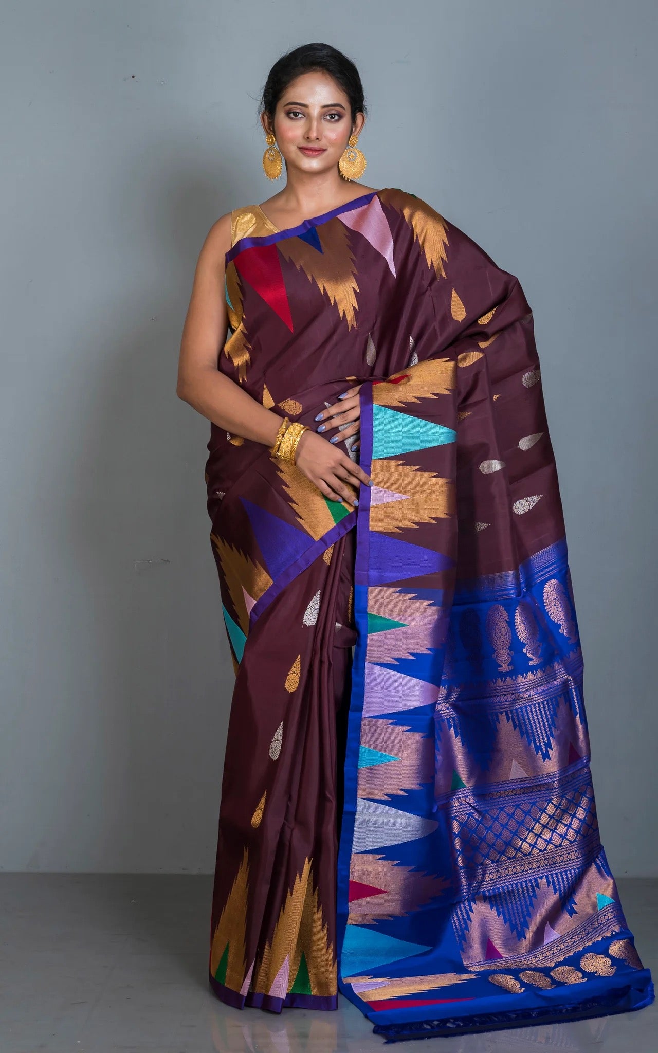 Silk Mark Certified Exclusive Gadwal Silk Saree in Dark Wine.