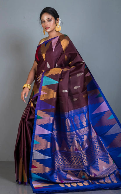 Silk Mark Certified Exclusive Gadwal Silk Saree in Dark Wine.