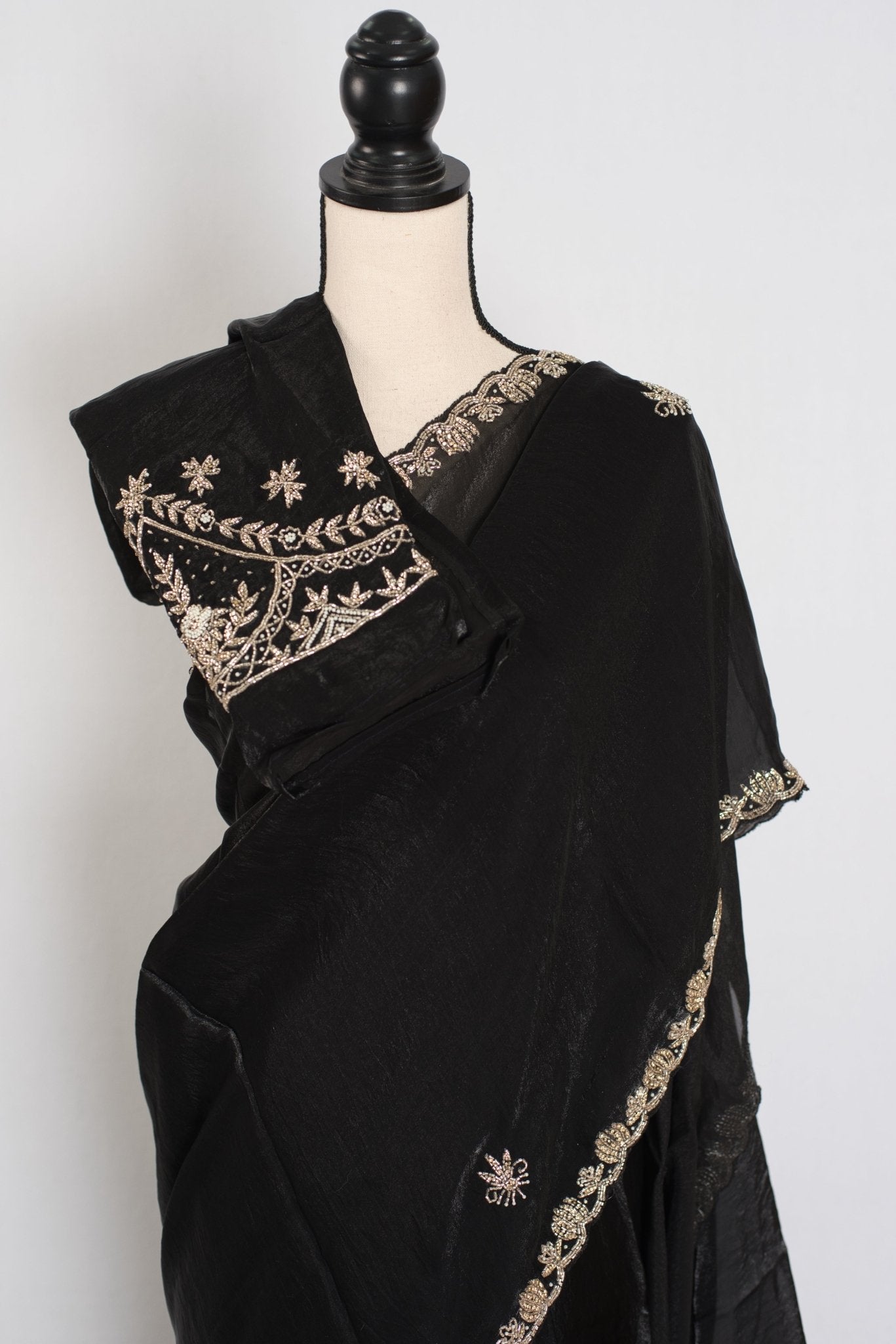 Gauri | Black Designer Partywear Saree with Intricate Embroidery - Saree Mandi