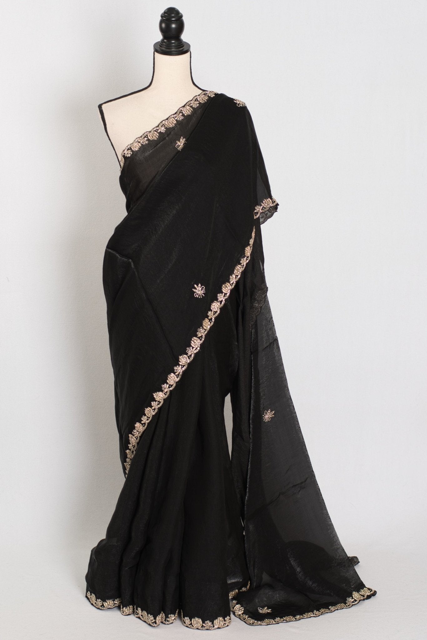 Gauri | Black Designer Partywear Saree with Intricate Embroidery - Saree Mandi