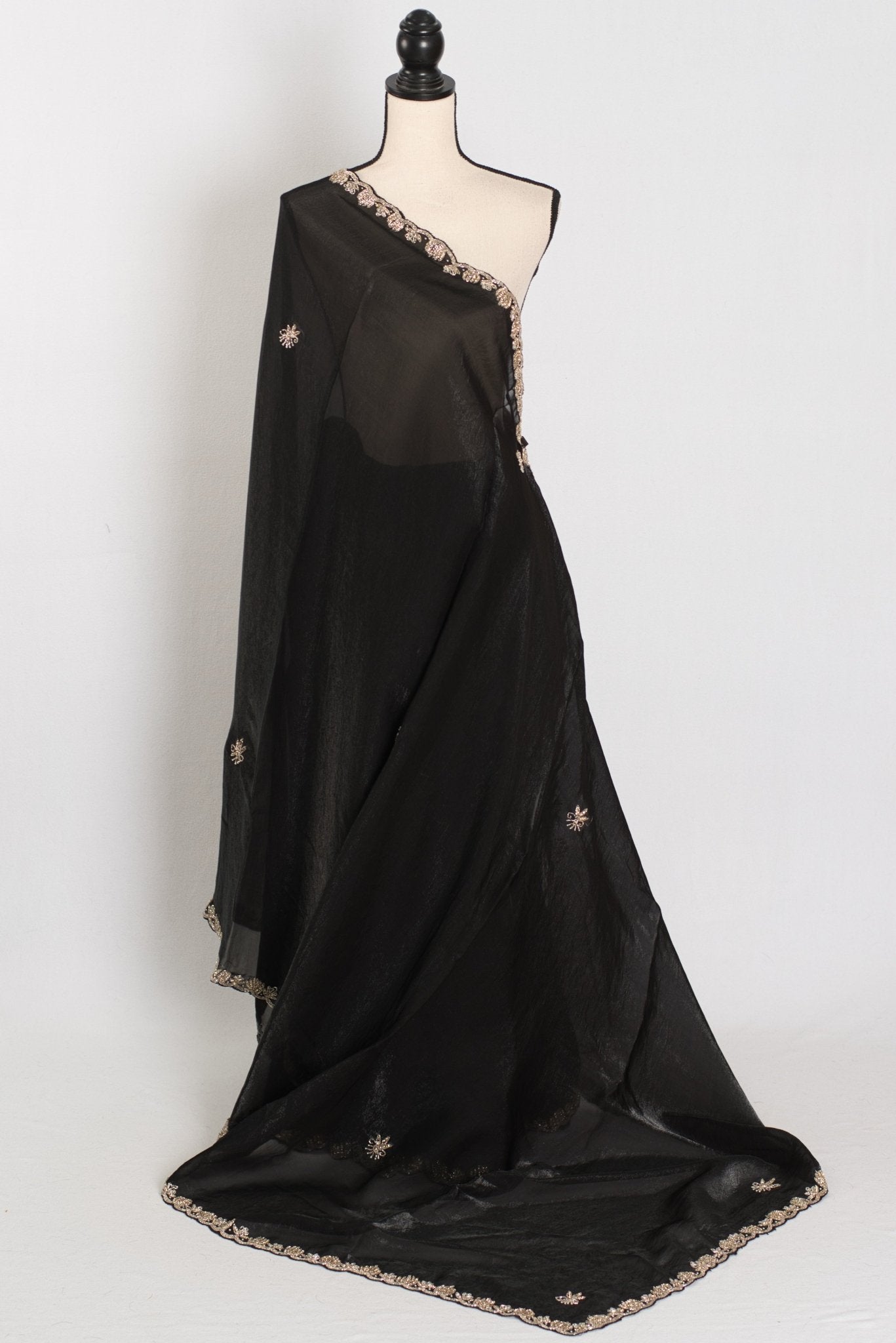 Gauri | Black Designer Partywear Saree with Intricate Embroidery - Saree Mandi