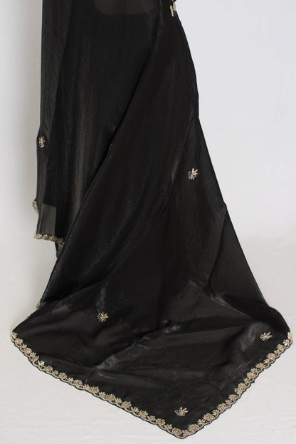Gauri | Black Designer Partywear Saree with Intricate Embroidery - Saree Mandi