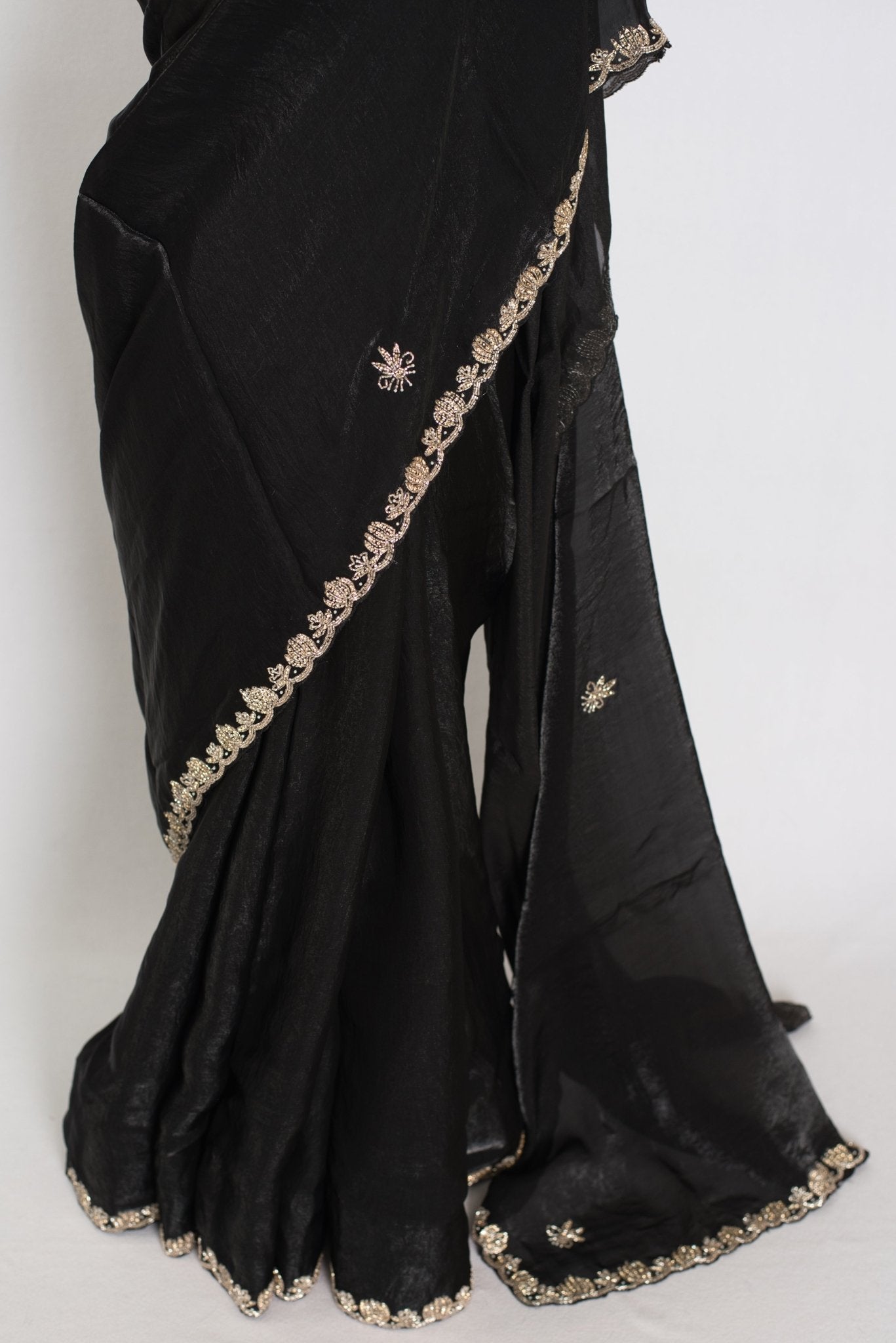 Gauri | Black Designer Partywear Saree with Intricate Embroidery - Saree Mandi