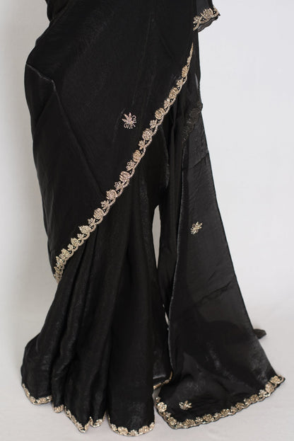Gauri | Black Designer Partywear Saree with Intricate Embroidery - Saree Mandi