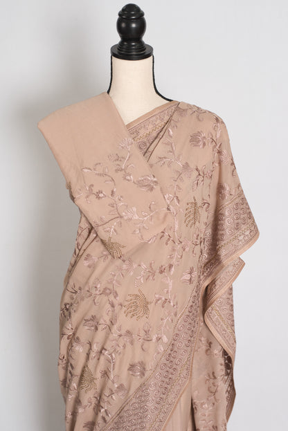 Pastel Brown Georgette Partywear Saree - Pic 4