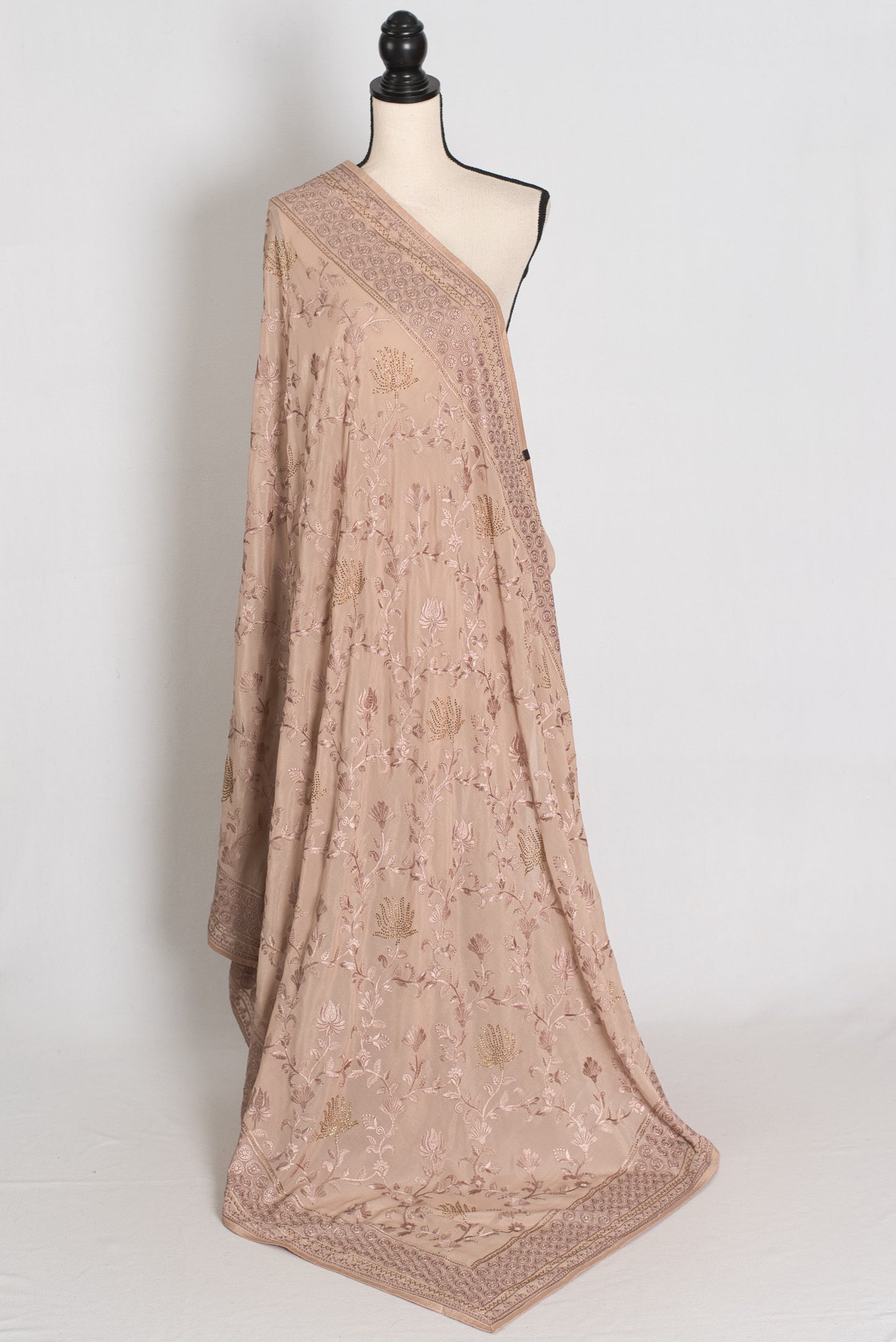 Pastel Brown Georgette Partywear Saree - Pic 5