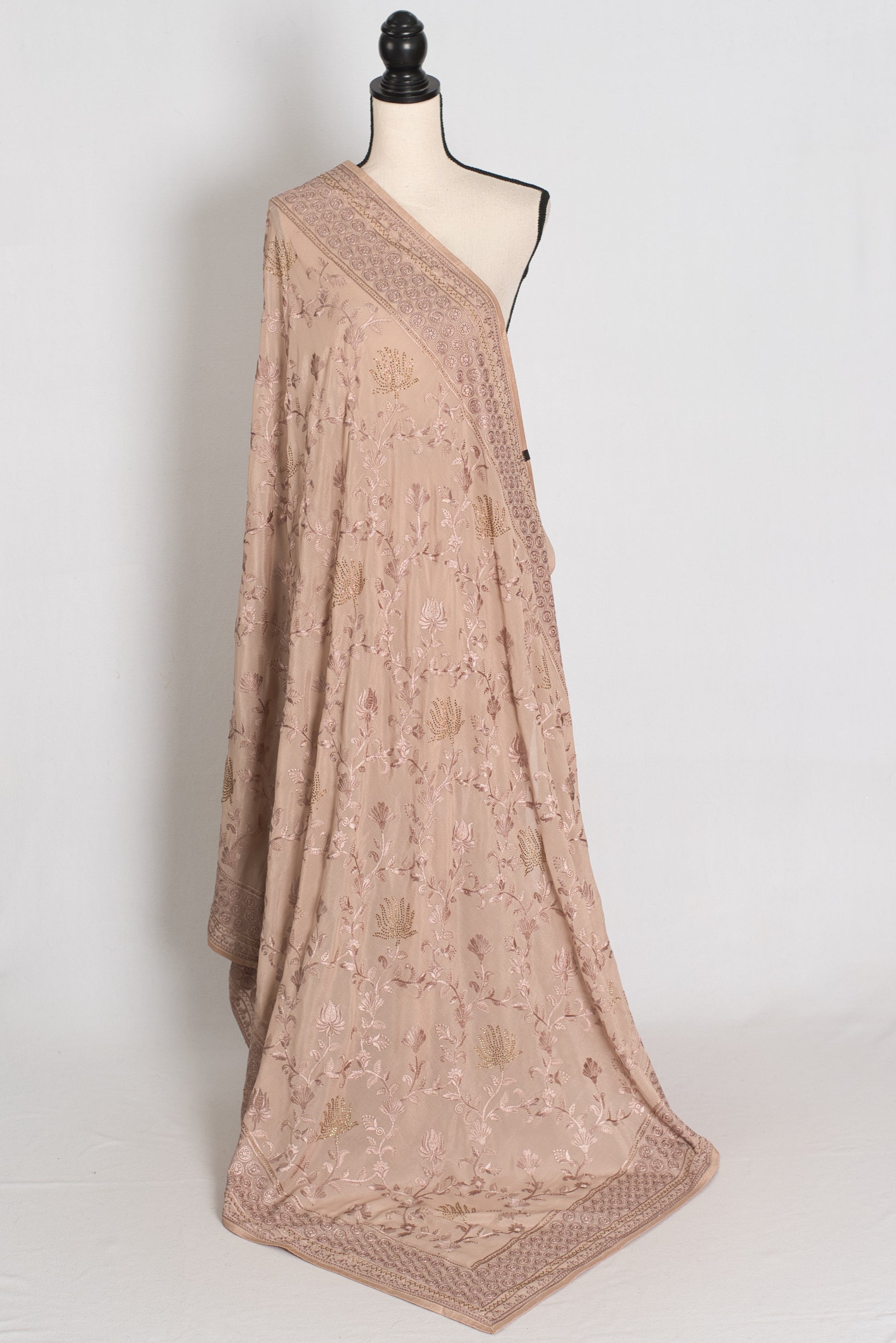 Pastel Brown Georgette Partywear Saree - Pic 5