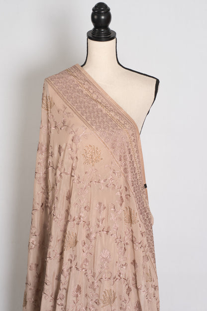 Pastel Brown Georgette Partywear Saree - Pic 6