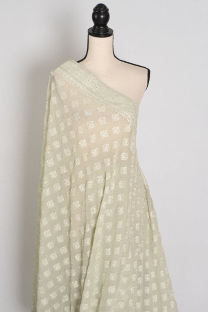 Sage Green Georgette Cocktail Saree - Pic 5