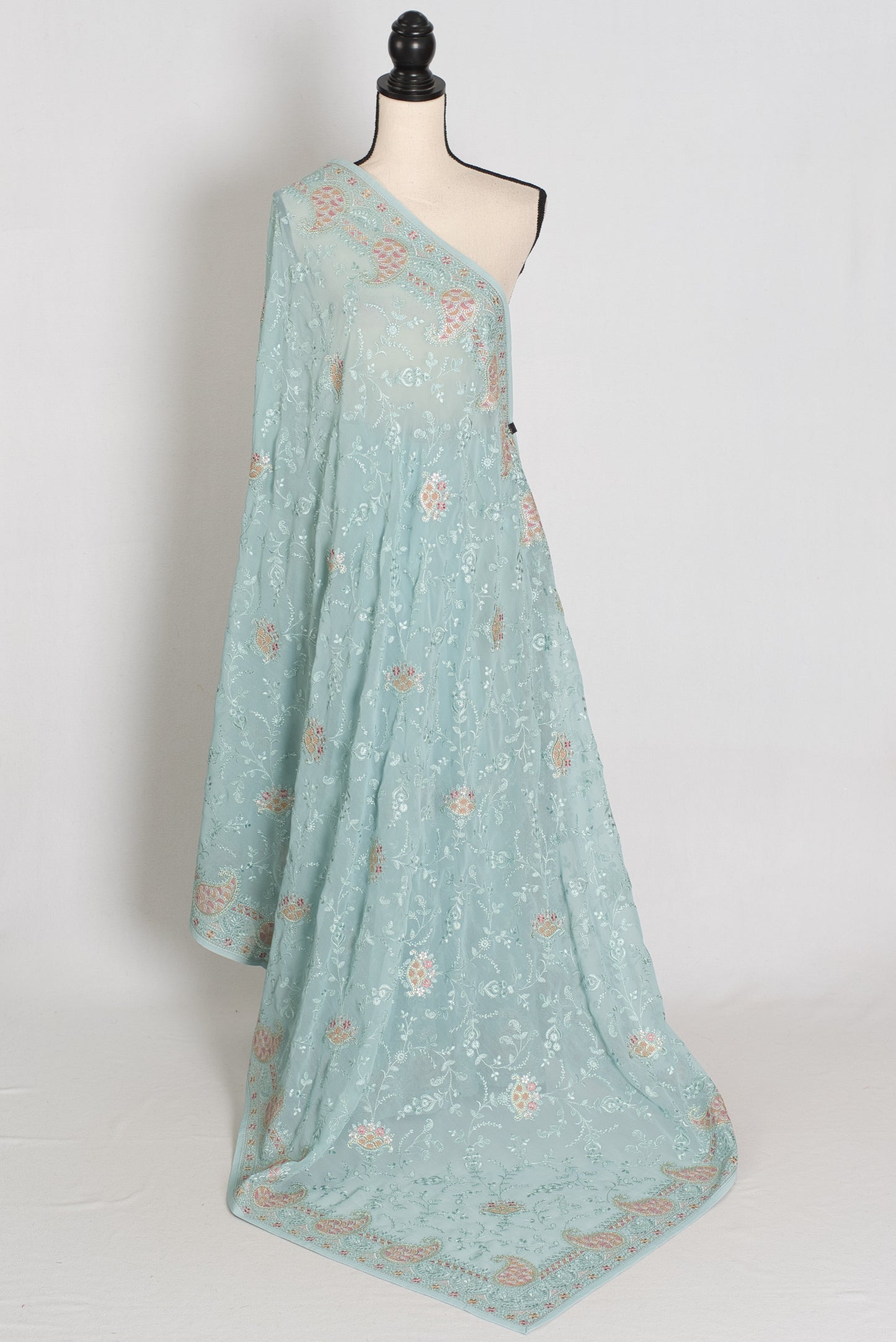 Soft Blue Georgette Partywear Saree - Pic 5
