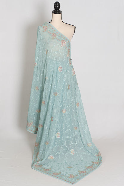 Soft Blue Georgette Partywear Saree - Pic 5
