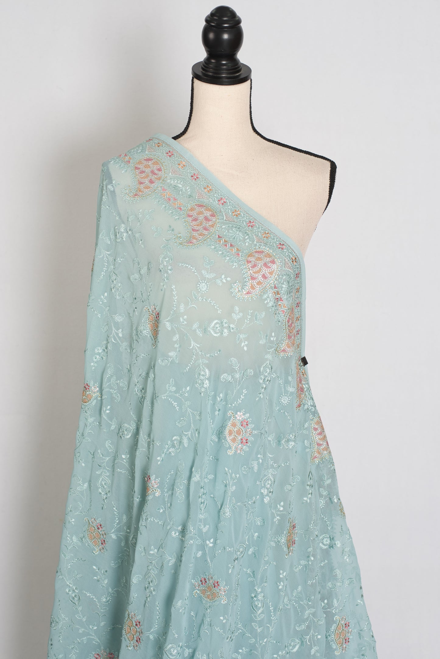 Soft Blue Georgette Partywear Saree - Pic 6