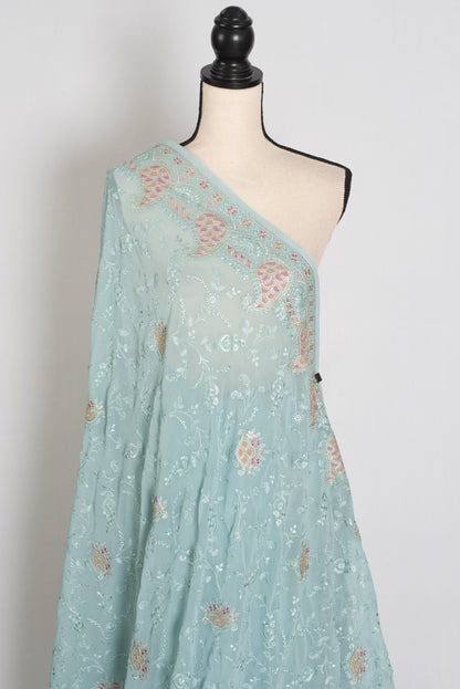 Soft Blue Georgette Partywear Saree - Pic 6