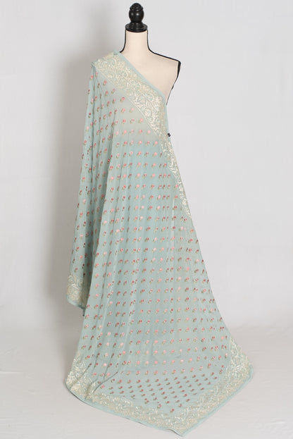 Sky Blue Georgette Partywear Saree - Pic 5