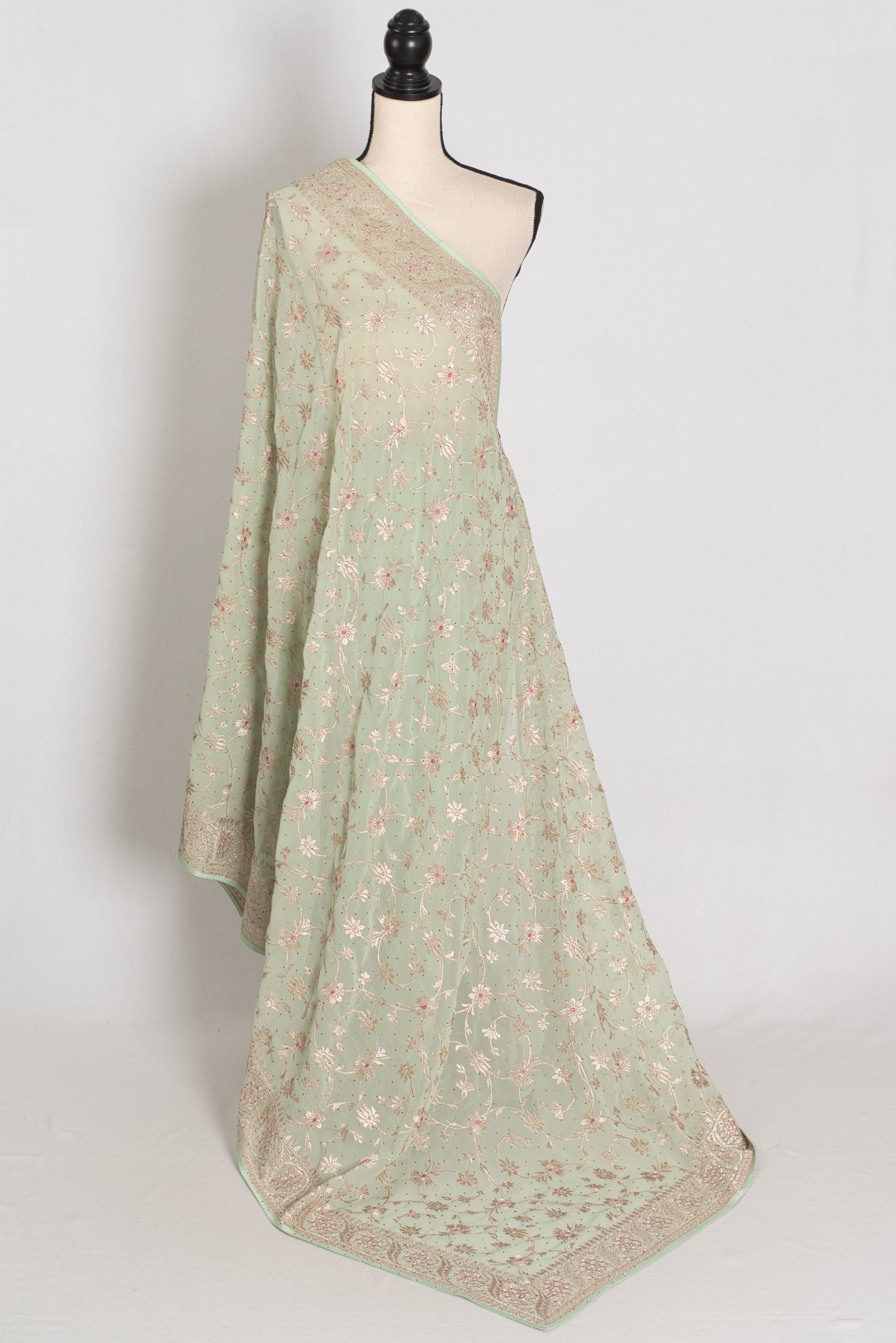 Sea Green Georgette Partywear Saree - Pic 5