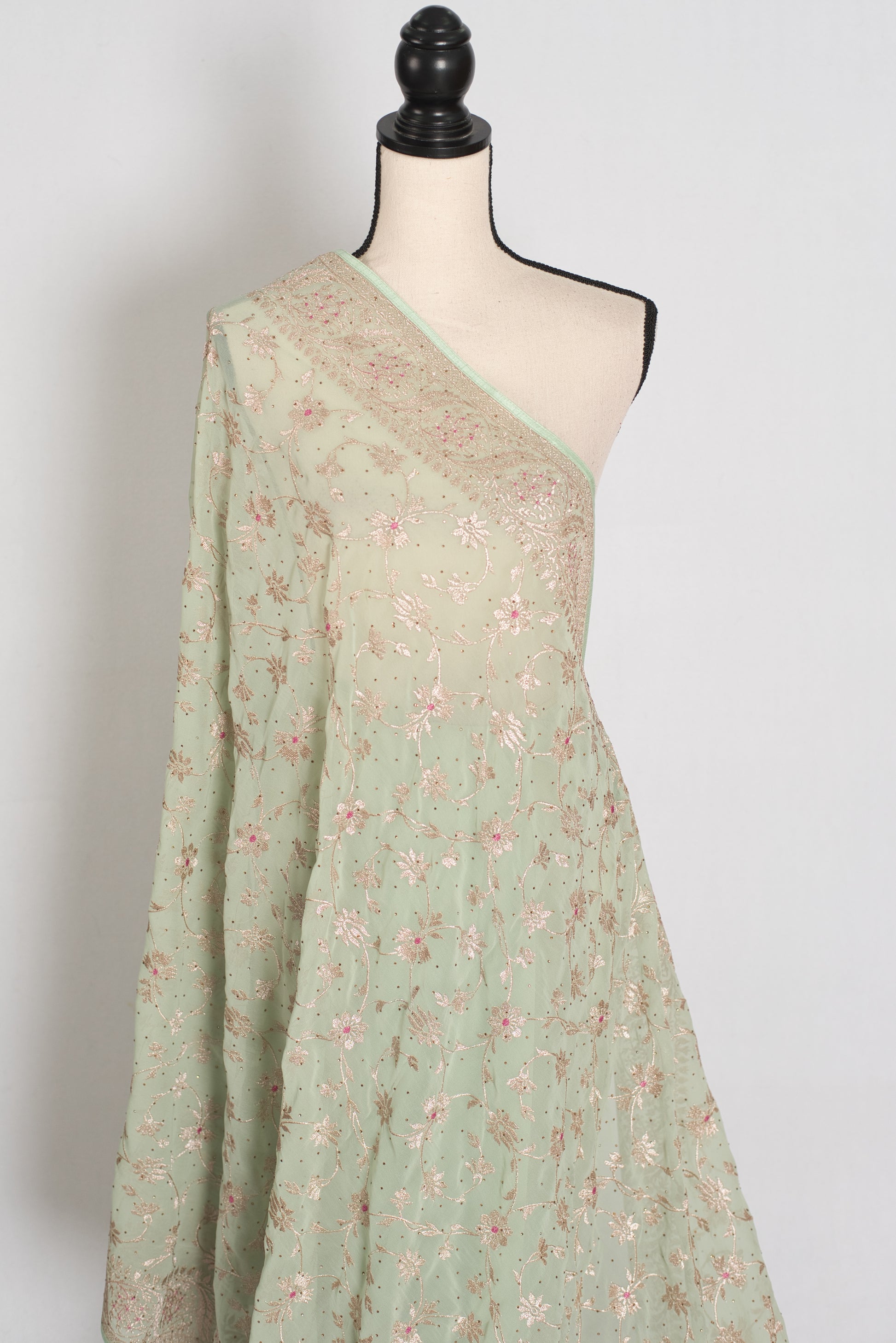Sea Green Georgette Partywear Saree - Pic 6
