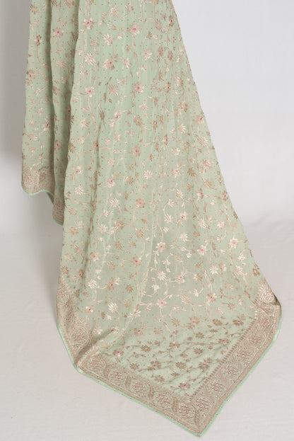 Sea Green Georgette Partywear Saree - Pic 7