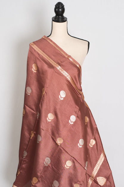 Gracy: Silk Mark Katan Banarasi Saree with Gold Bentex Border - Saree Mandi