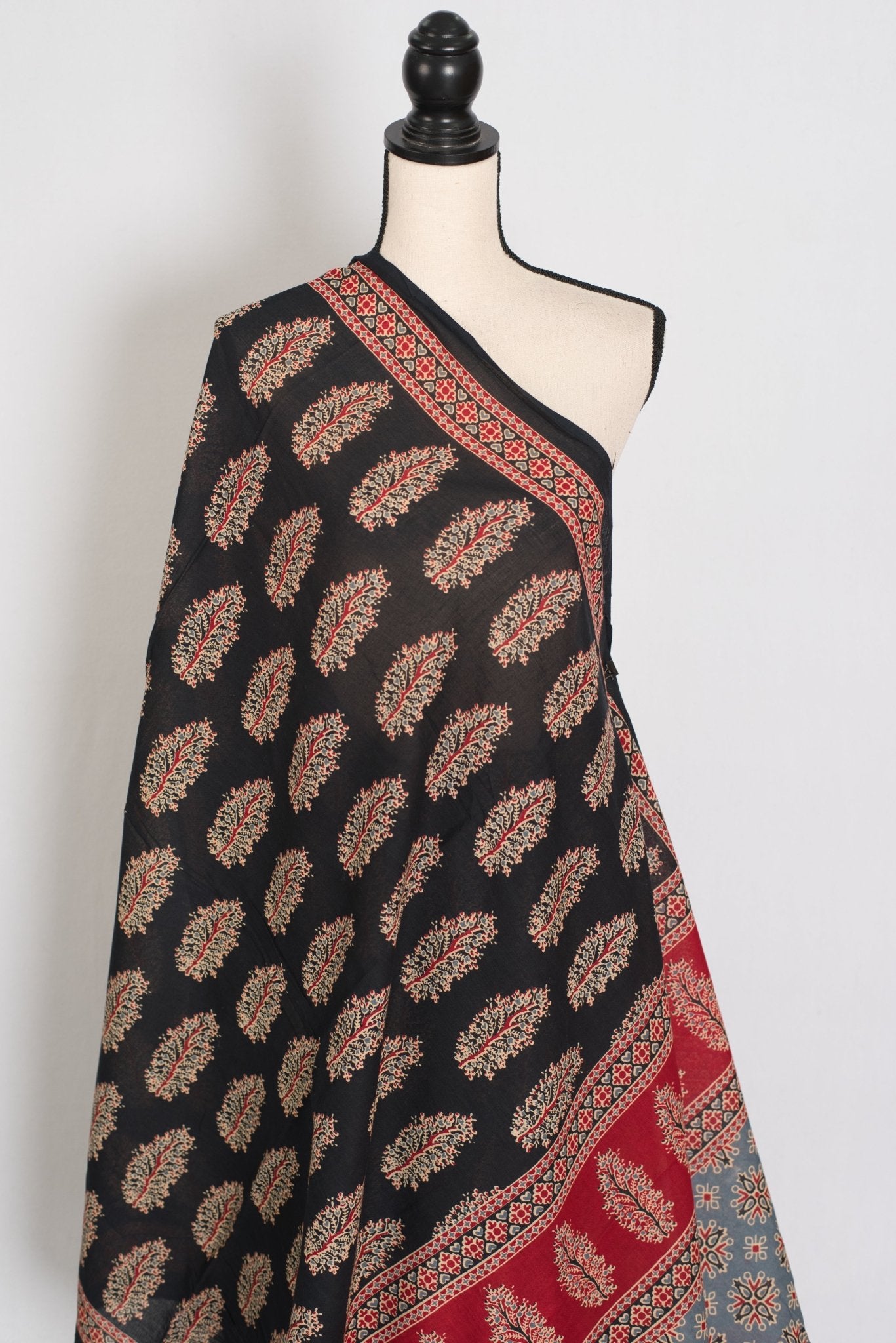 Kala: Black Mulmul Cotton Saree with Kalamkari Prints | Pure Cotton - Saree Mandi