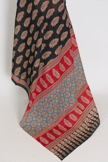 Kala: Black Mulmul Cotton Saree with Kalamkari Prints | Pure Cotton - Saree Mandi