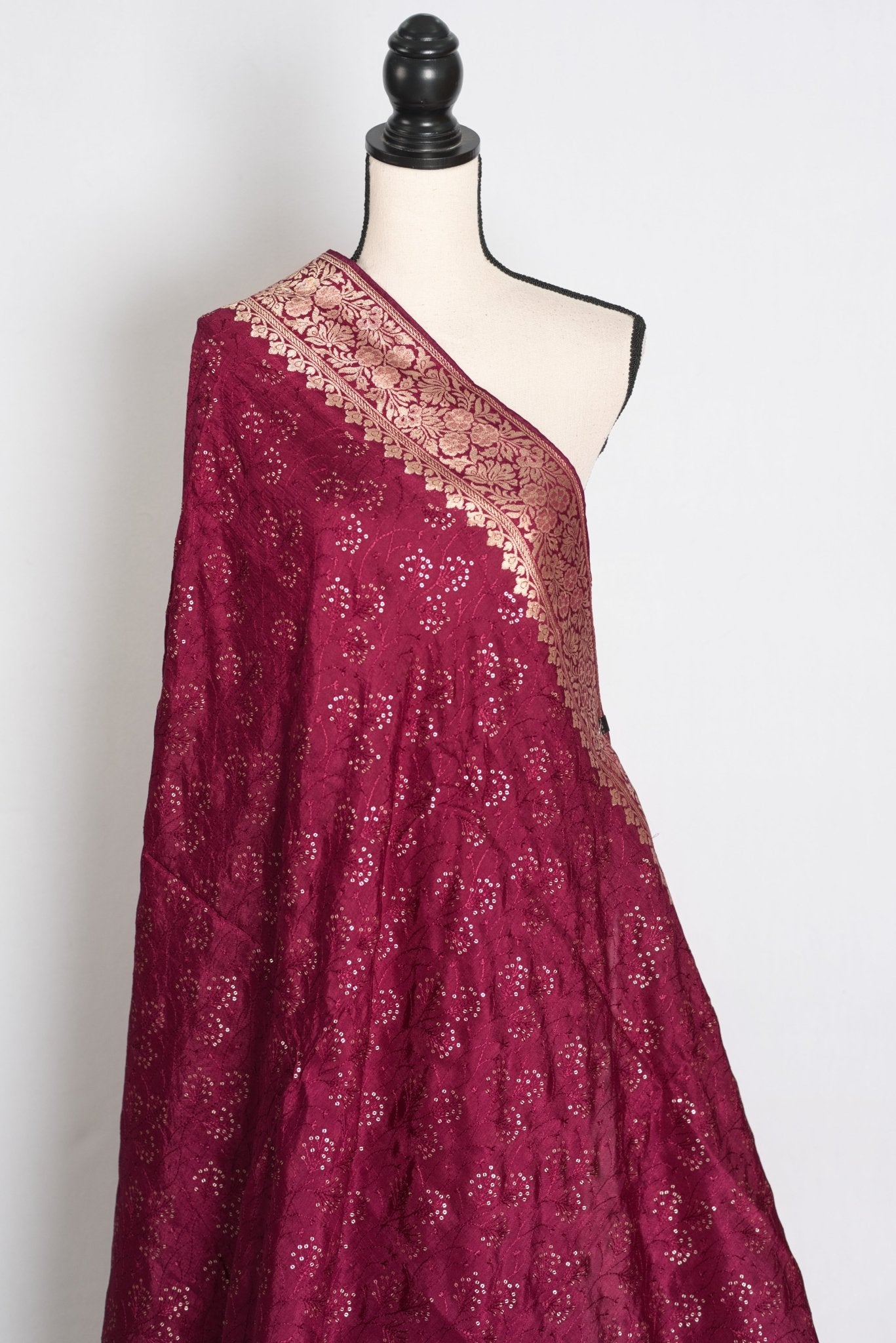 Kalpana : Purple Dola Silk Banarasi Saree with Delicate Sequin Thread Embroidery - Saree Mandi