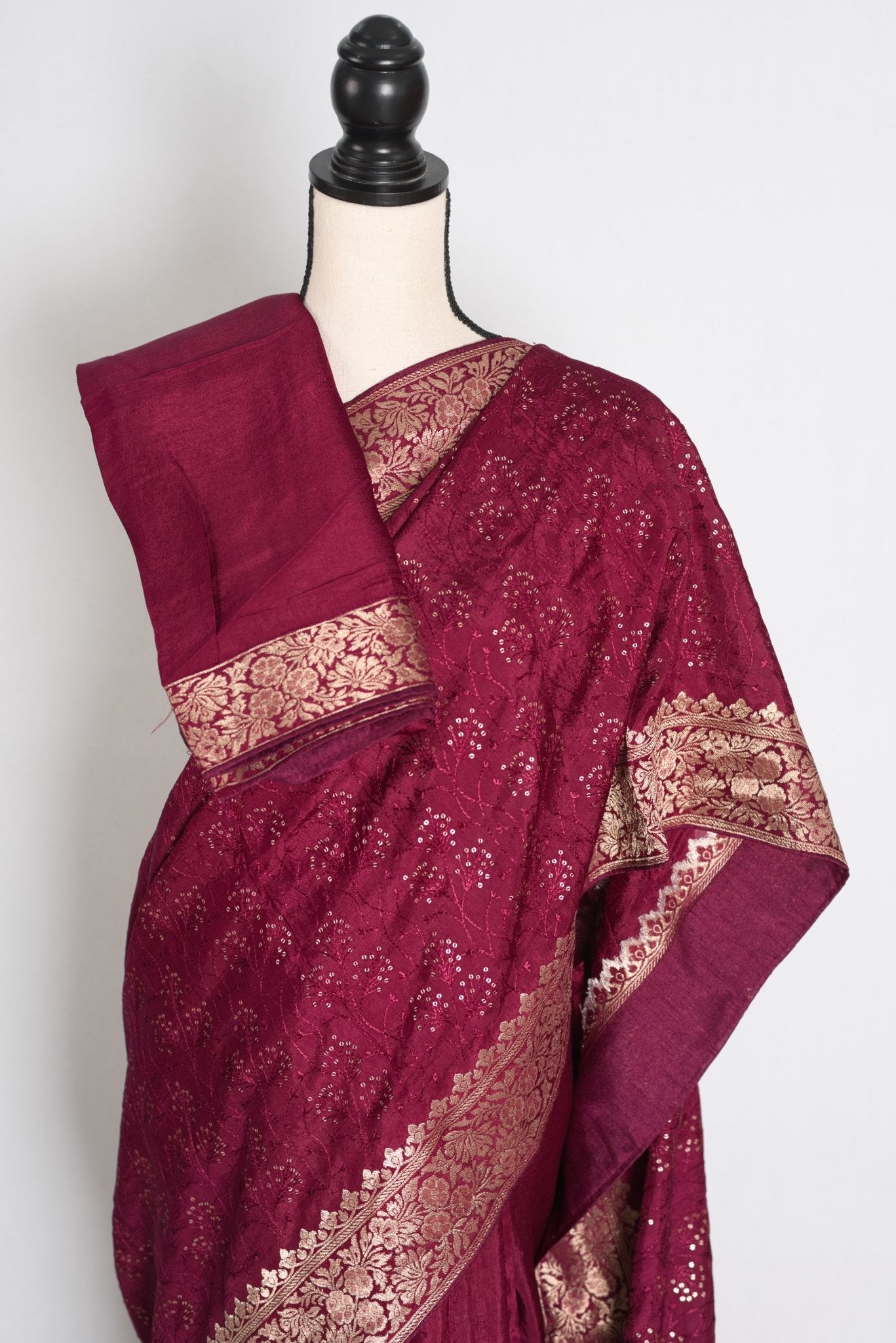 Kalpana : Purple Dola Silk Banarasi Saree with Delicate Sequin Thread Embroidery - Saree Mandi