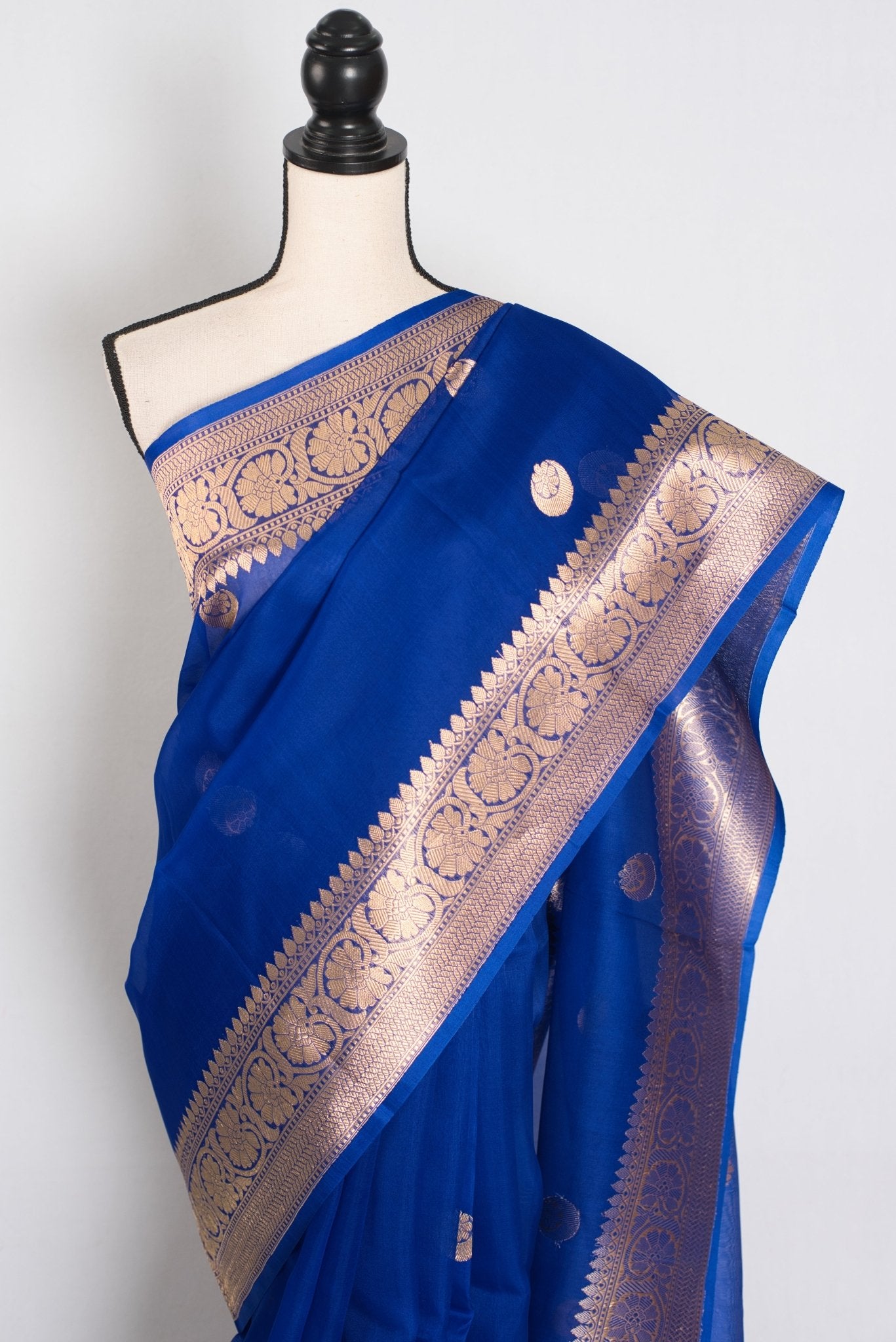 Kalpana : Royal Blue and Gold Chand Sitara Kora Organza Banarasi Saree - Saree Mandi