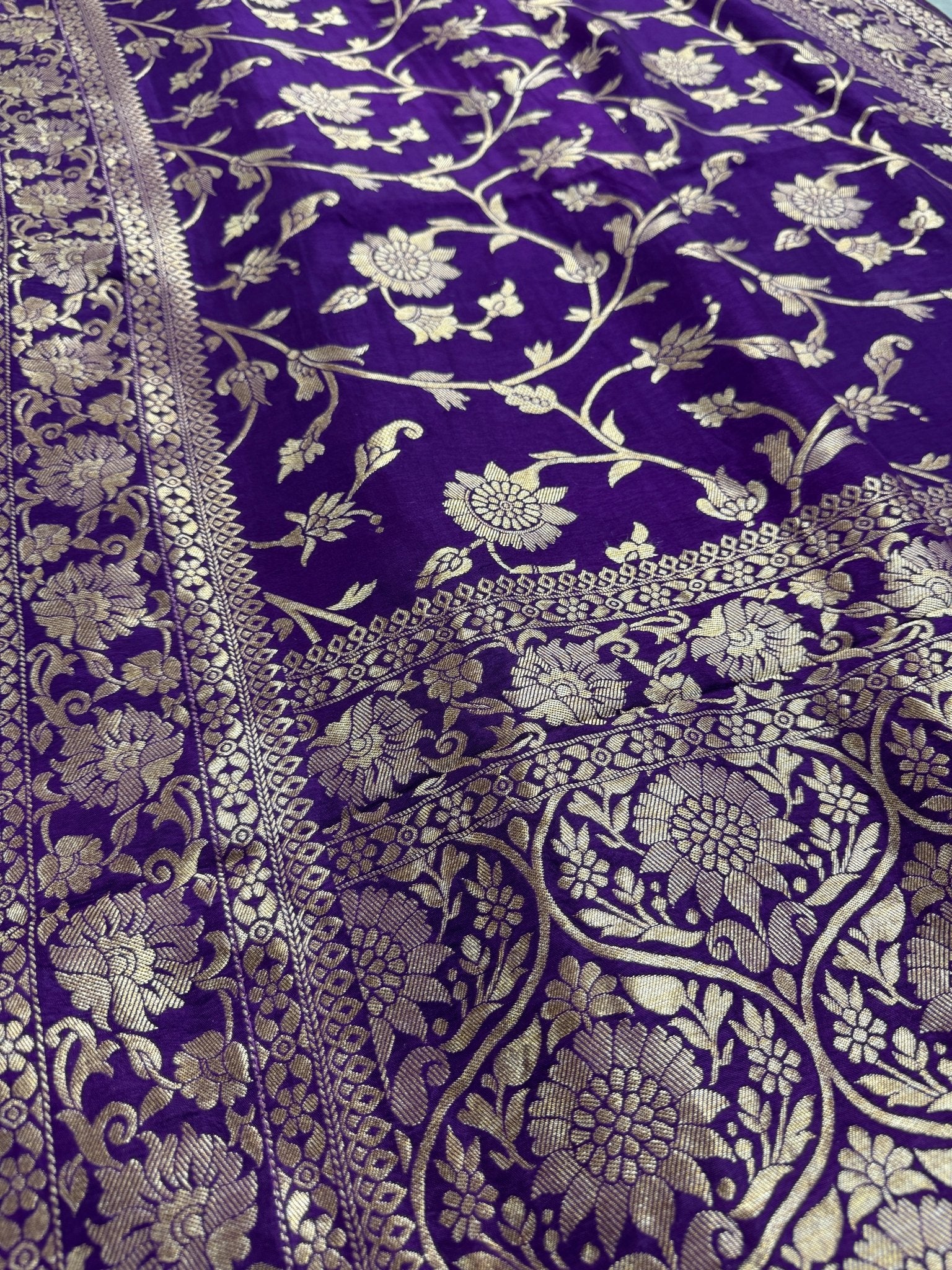 Liza : Purple and Gold Dola Silk Banarasi Saree - Saree Mandi