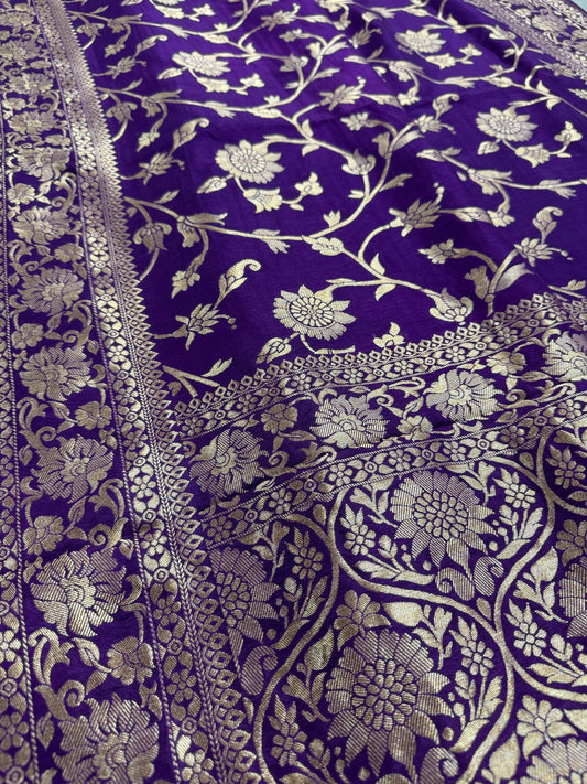 Liza : Purple and Gold Dola Silk Banarasi Saree - Saree Mandi