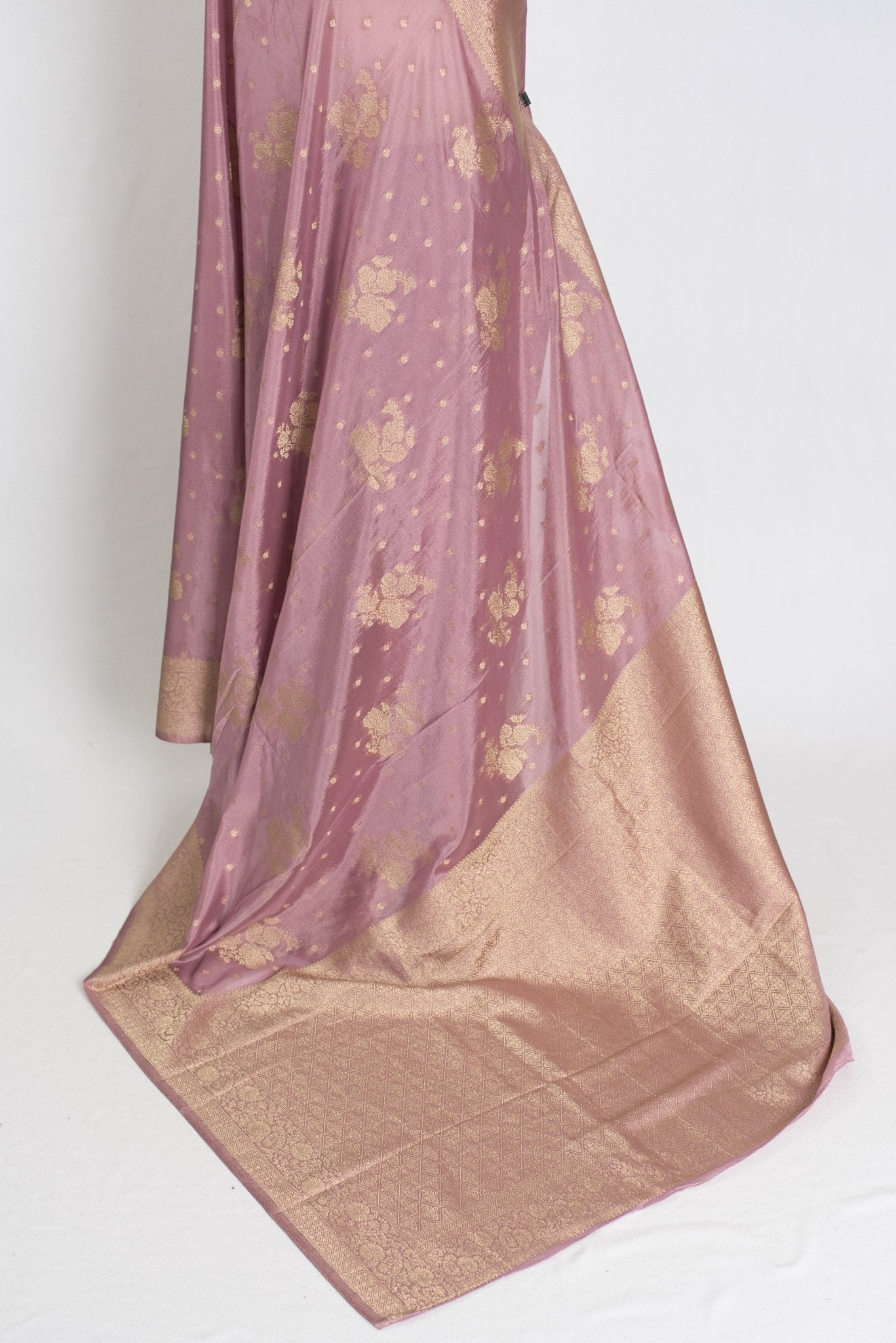 Mohini : English Purple Lightweight Semi Crepe Banarasi Saree - Saree Mandi