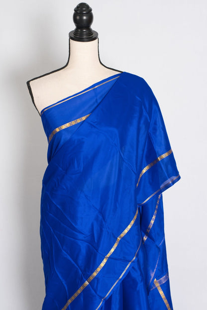 Mythili Royal Blue Pure Mysore Crepe Silk Saree – Silk Mark Certified - Saree Mandi