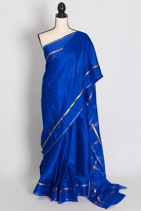 Mythili Royal Blue Pure Mysore Crepe Silk Saree – Silk Mark Certified - Saree Mandi