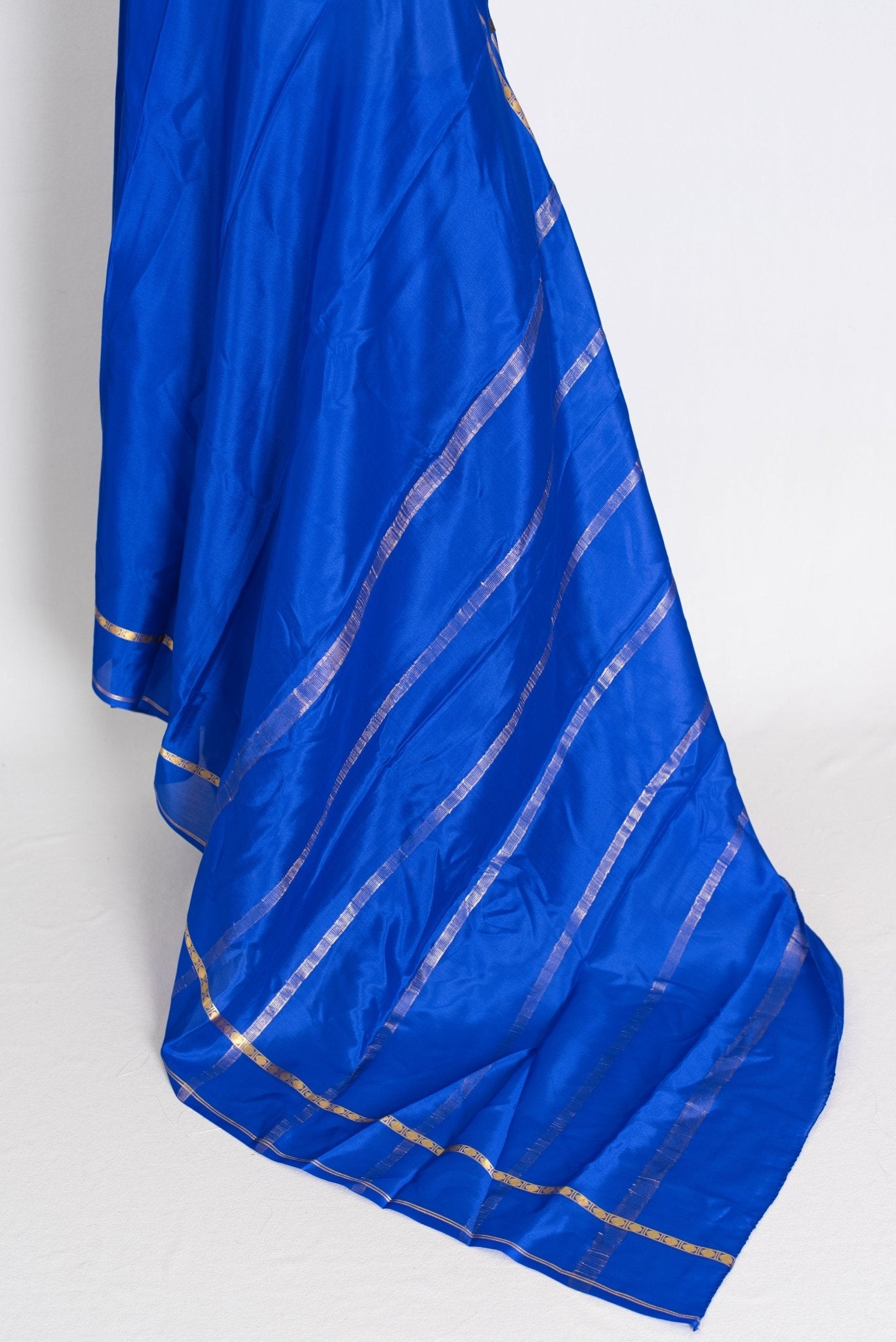 Mythili Royal Blue Pure Mysore Crepe Silk Saree – Silk Mark Certified - Saree Mandi