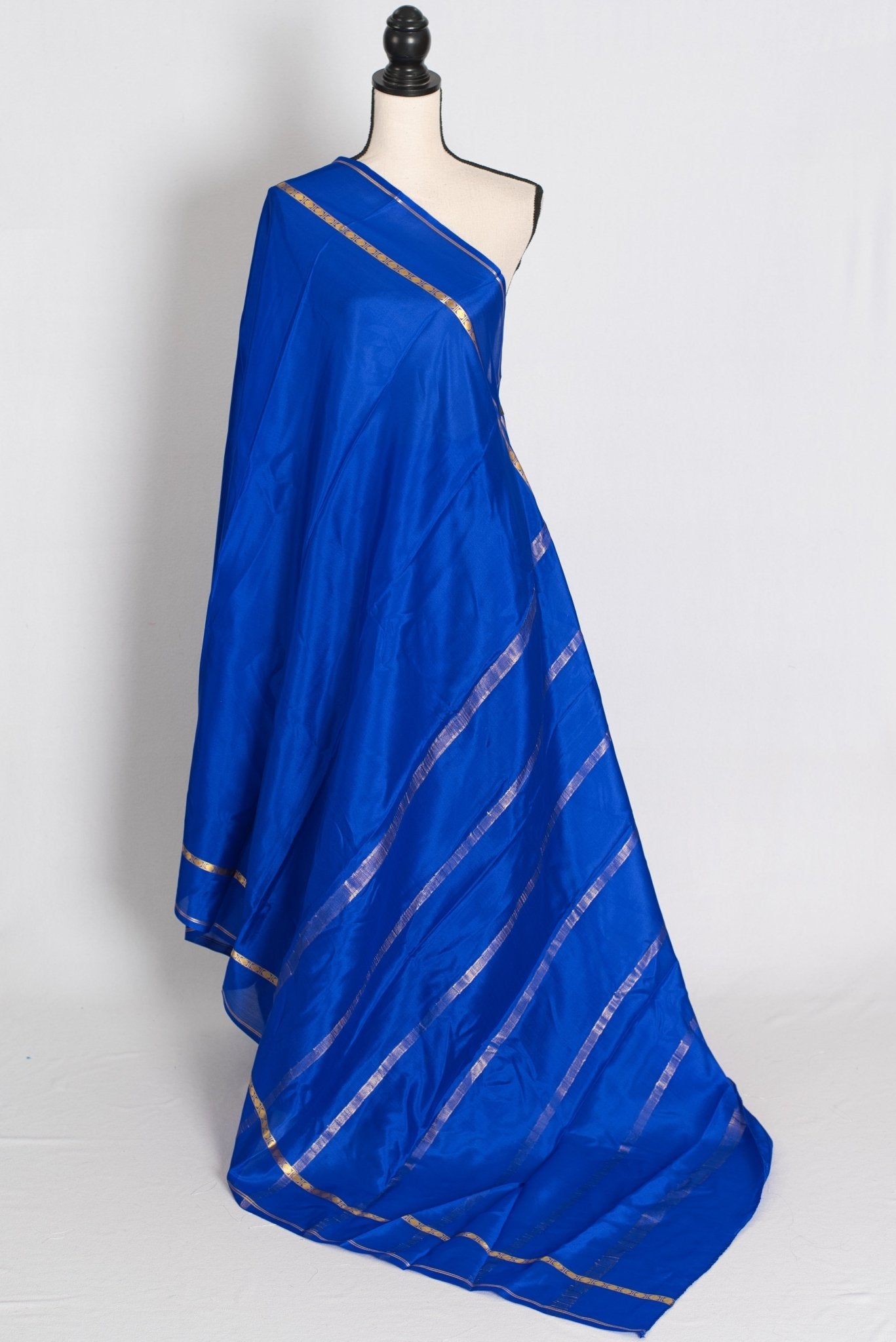 Mythili Royal Blue Pure Mysore Crepe Silk Saree – Silk Mark Certified - Saree Mandi