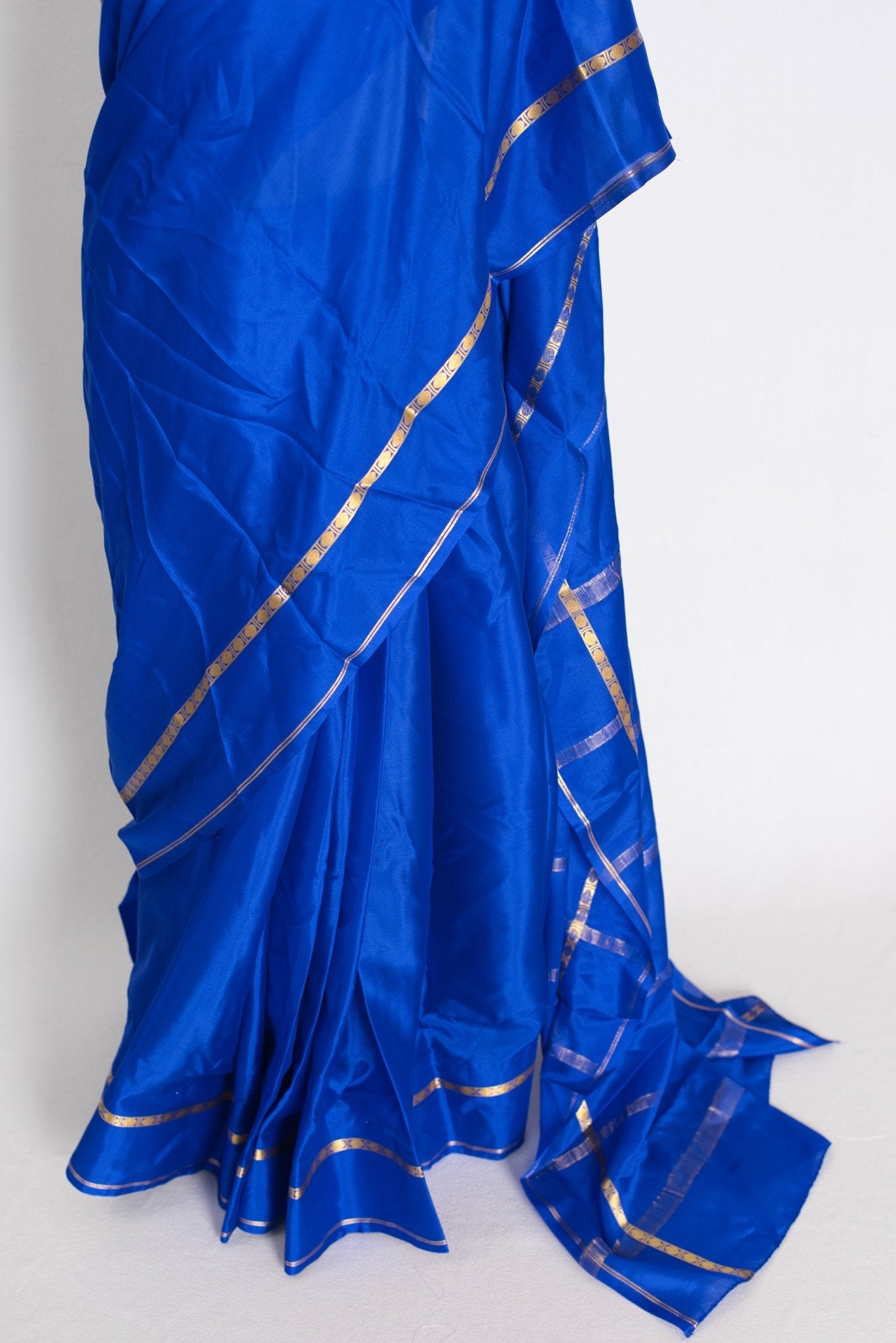 Mythili Royal Blue Pure Mysore Crepe Silk Saree – Silk Mark Certified - Saree Mandi
